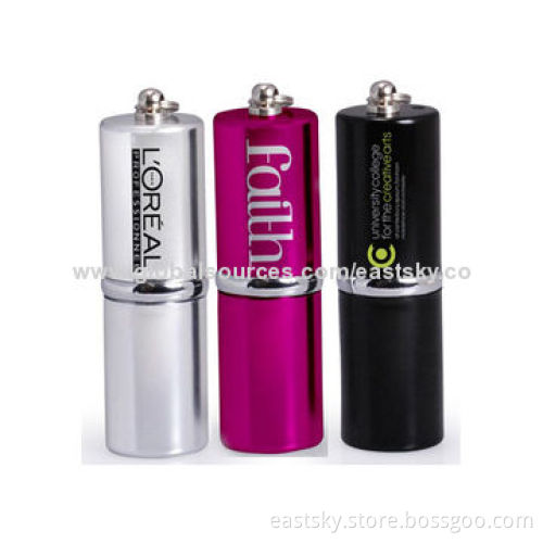 Metal Lipstick USB Drive in Lipstick Design, with 64MB to 32GB Capacity, Waterproof, Dust-proof